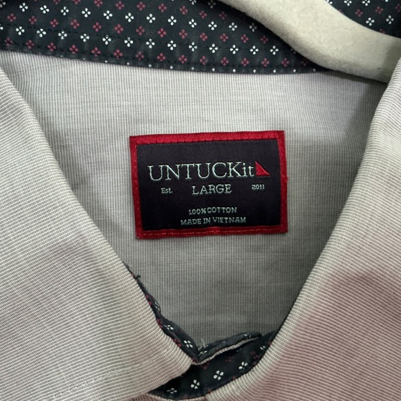 UNTUCKit Monterina Gray Button Down Shirt Men's Large Long Sleeve Casual - Picture 7 of 12